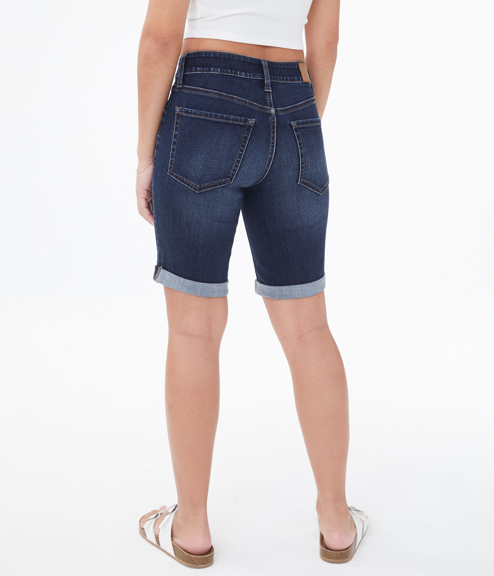 Premium Seriously Stretchy Mid-Rise Denim Bermuda Shorts