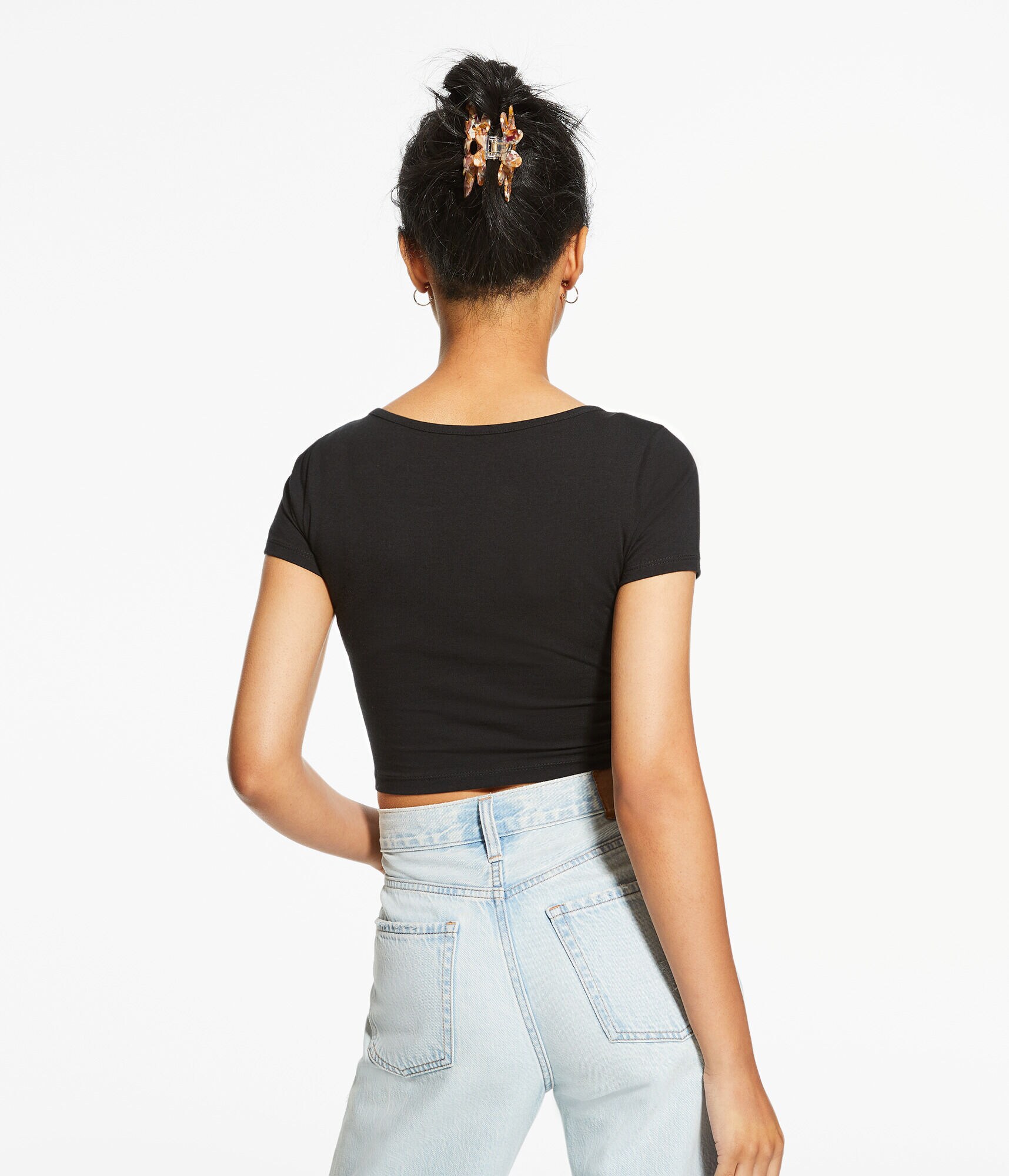 Notch-Neck Shrunken Tee