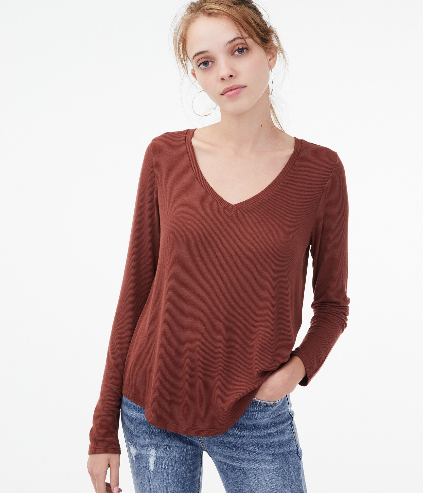 Long Sleeve Seriously Soft Ribbed V-Neck Tee