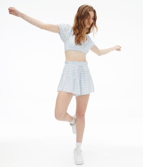 Gingham High-Waisted Tiered Skort Gingham High-Waisted Tiered Skort