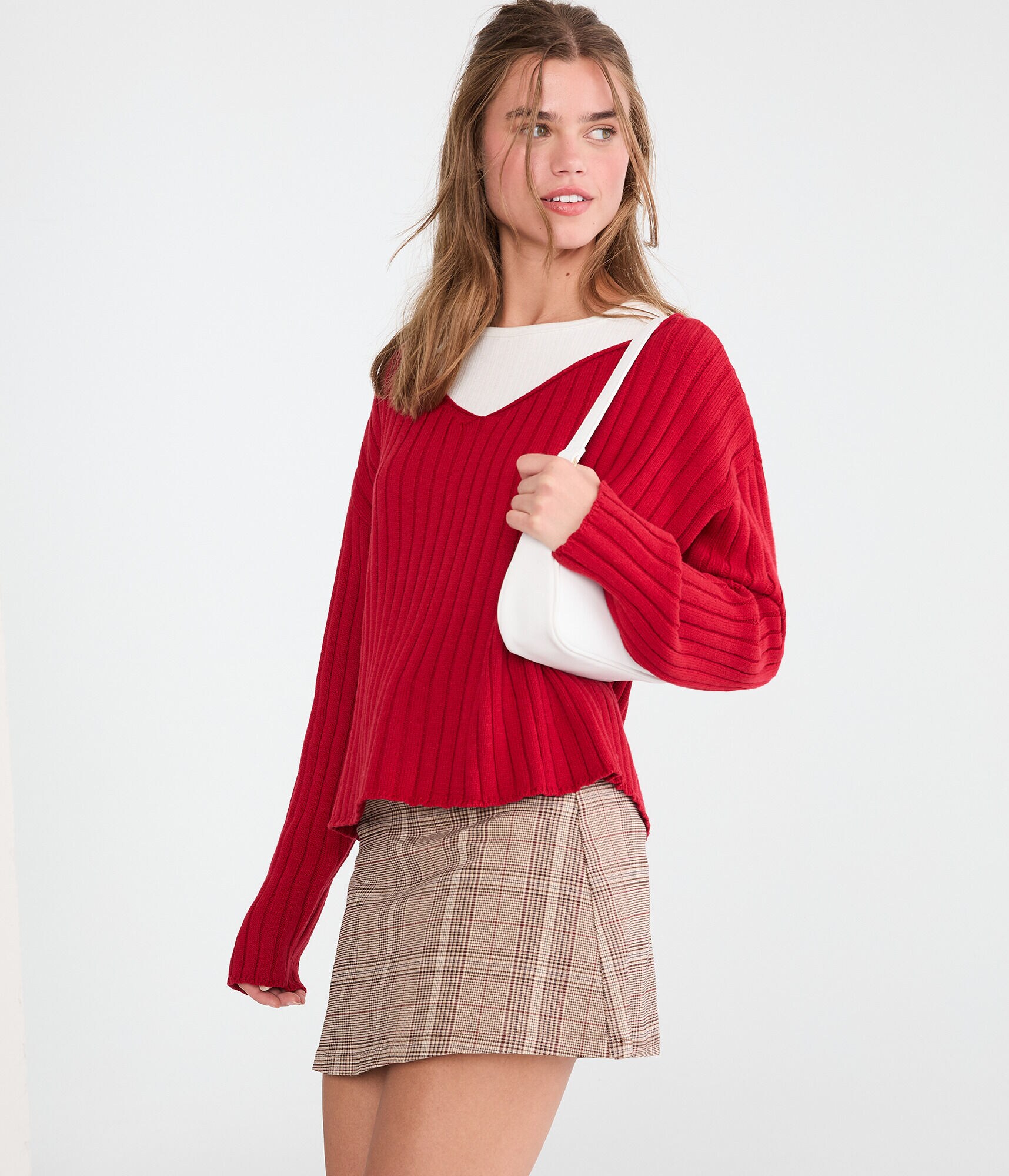 Ribbed V-Neck Sweater