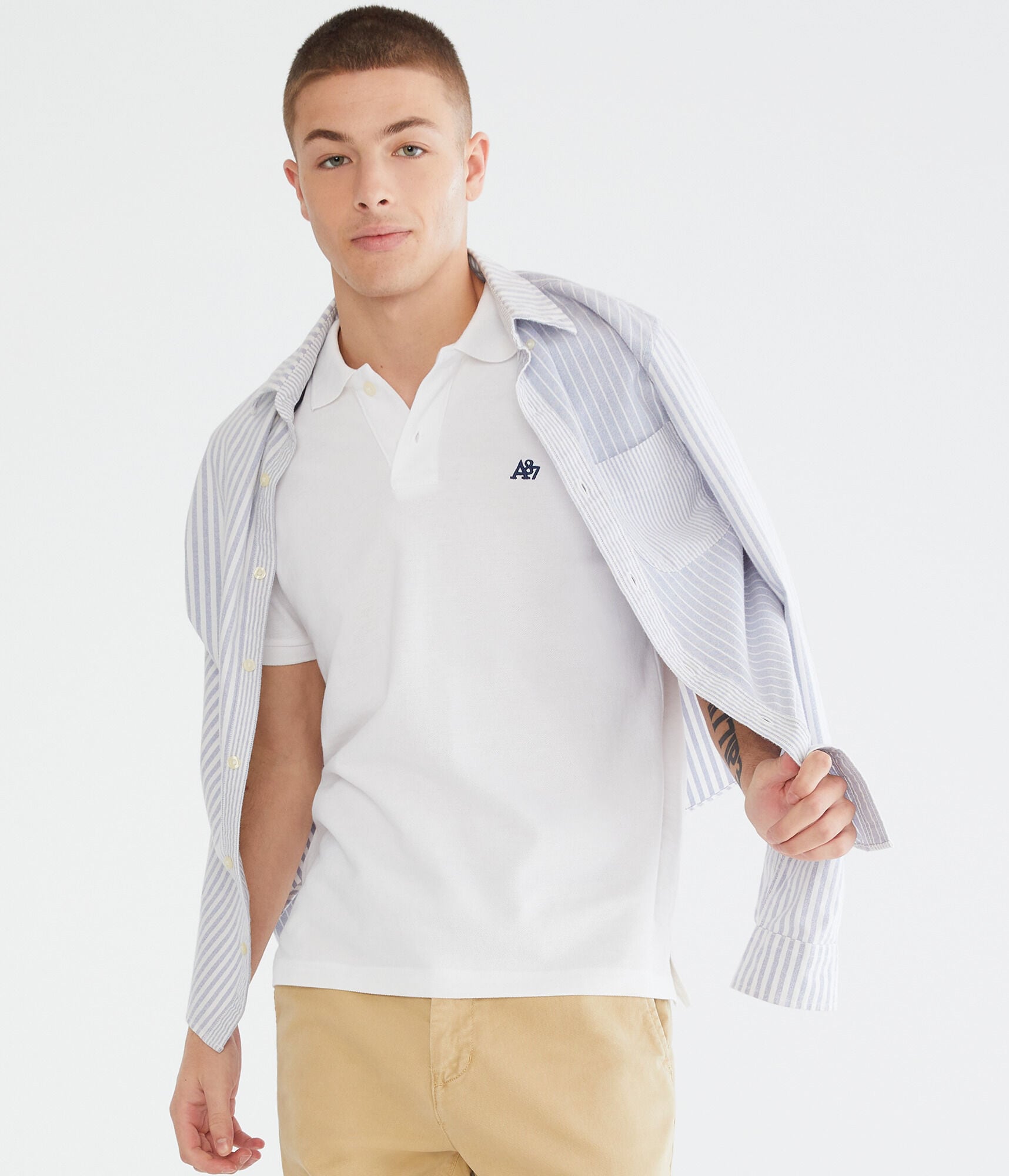 Men's A87 Logo Piqué Polo | Aeropostale