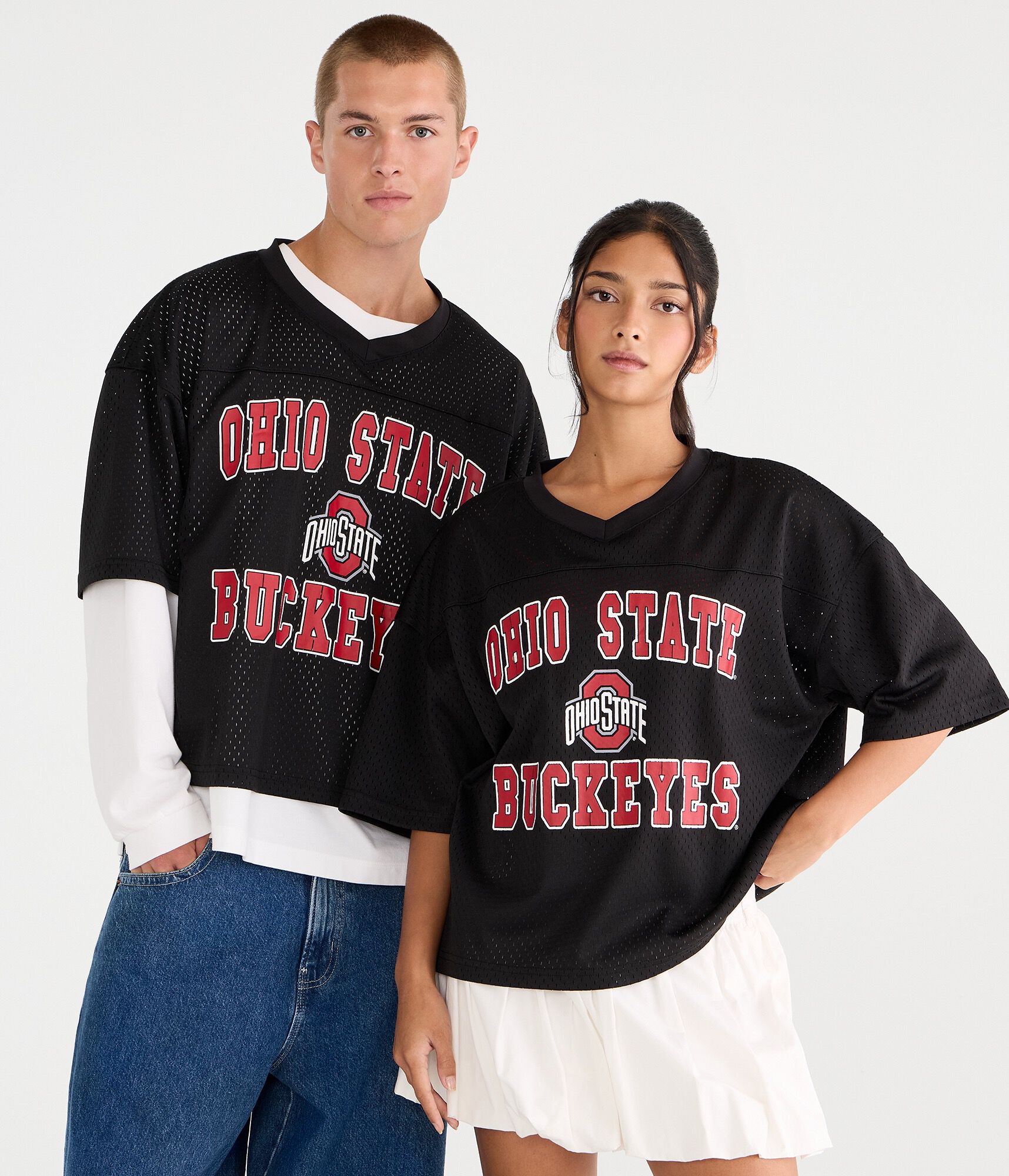 Ohio State Buckeyes Boxy Mesh V-Neck Top