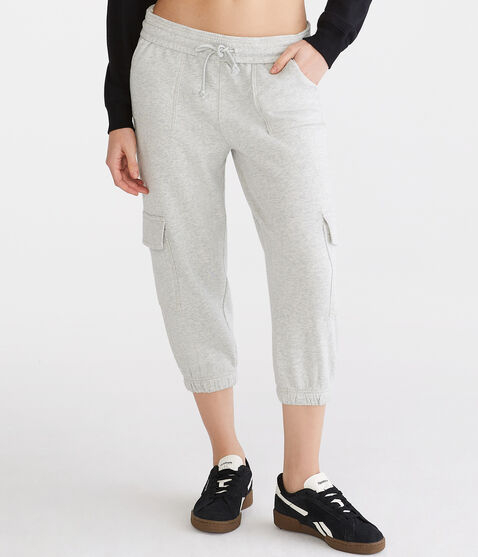 Heathered Cropped Cargo Sweatpants Heathered Cropped Cargo Sweatpants