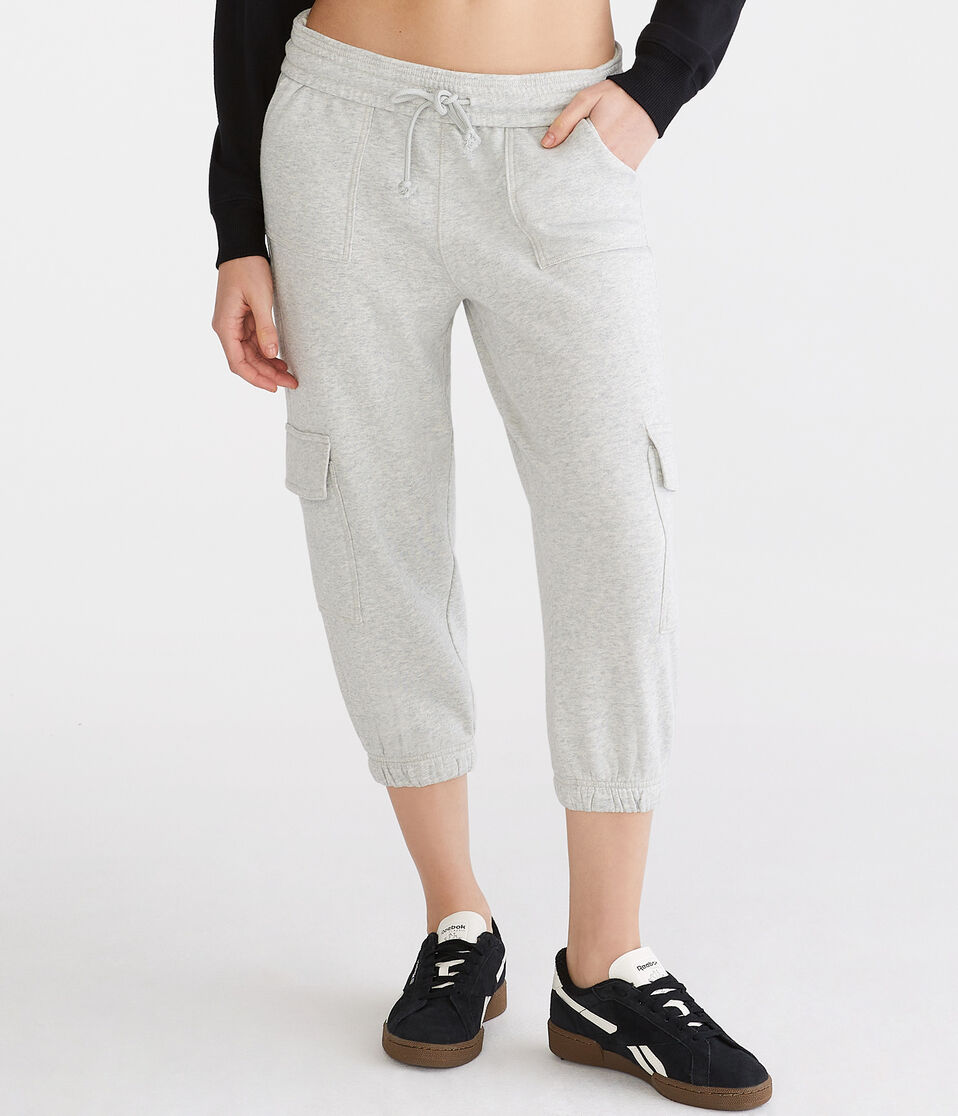 Heathered Cropped Cargo Sweatpants