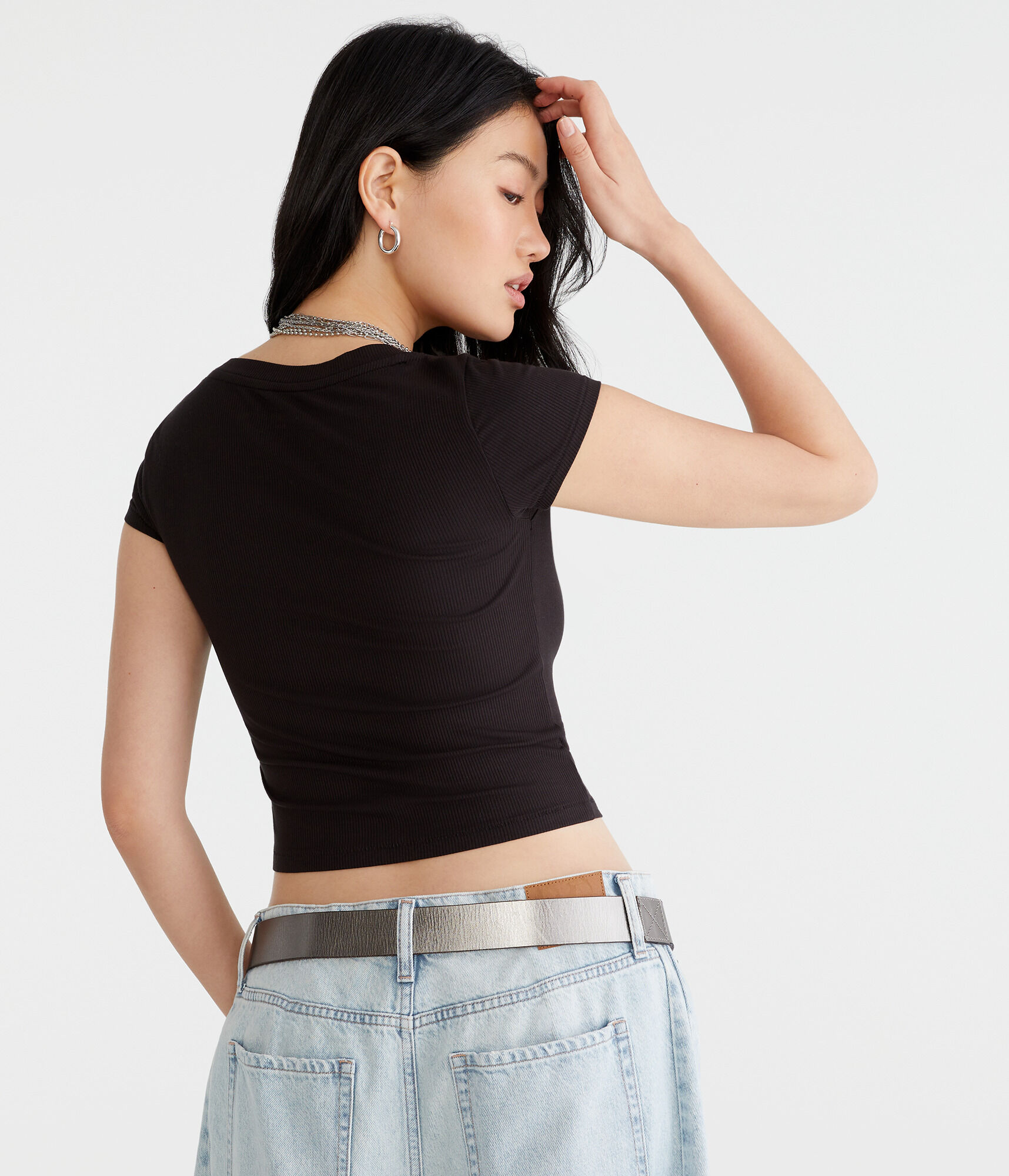 Seriously Soft Ribbed V-Neck Baby Tee