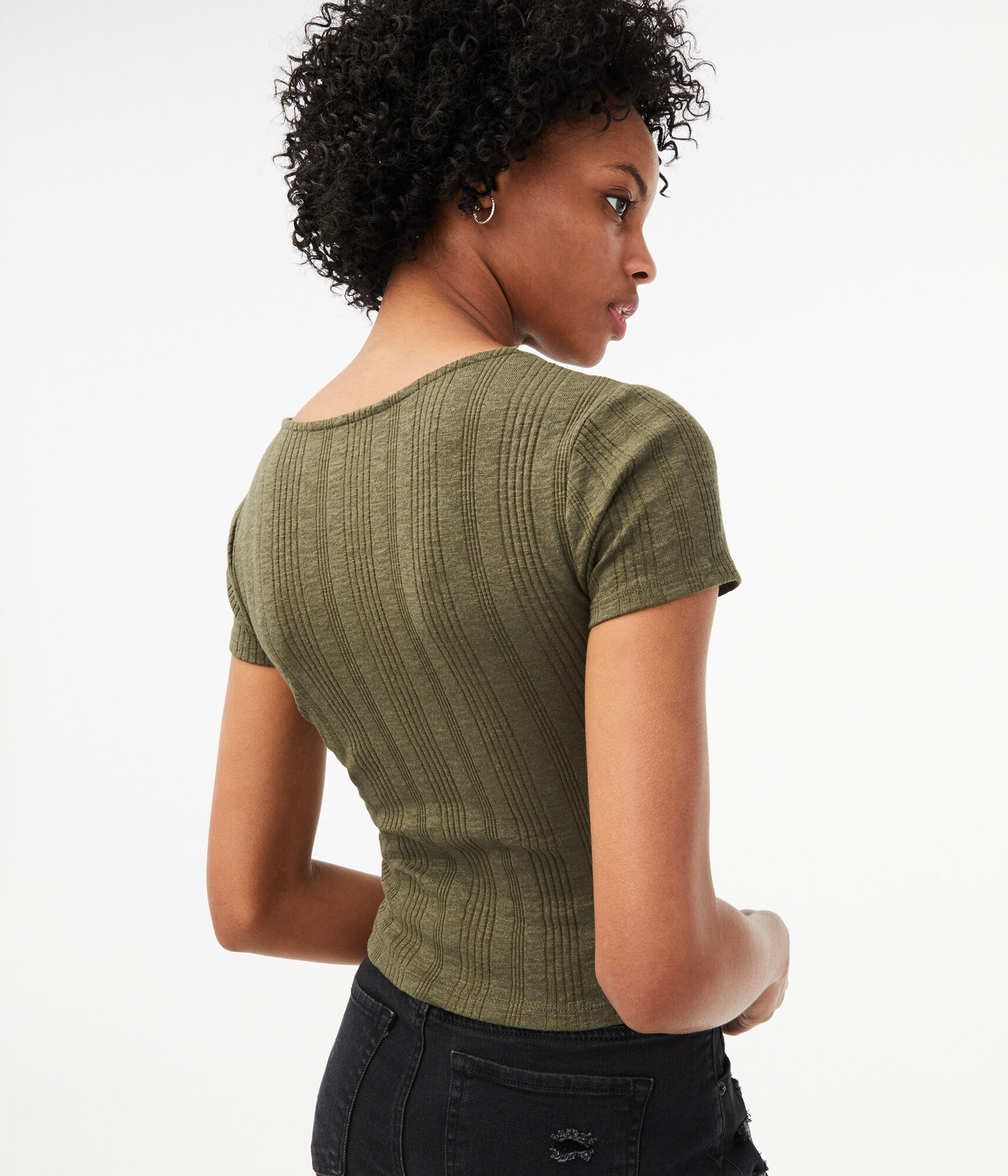 Seriously Soft Rib Button-Front Top