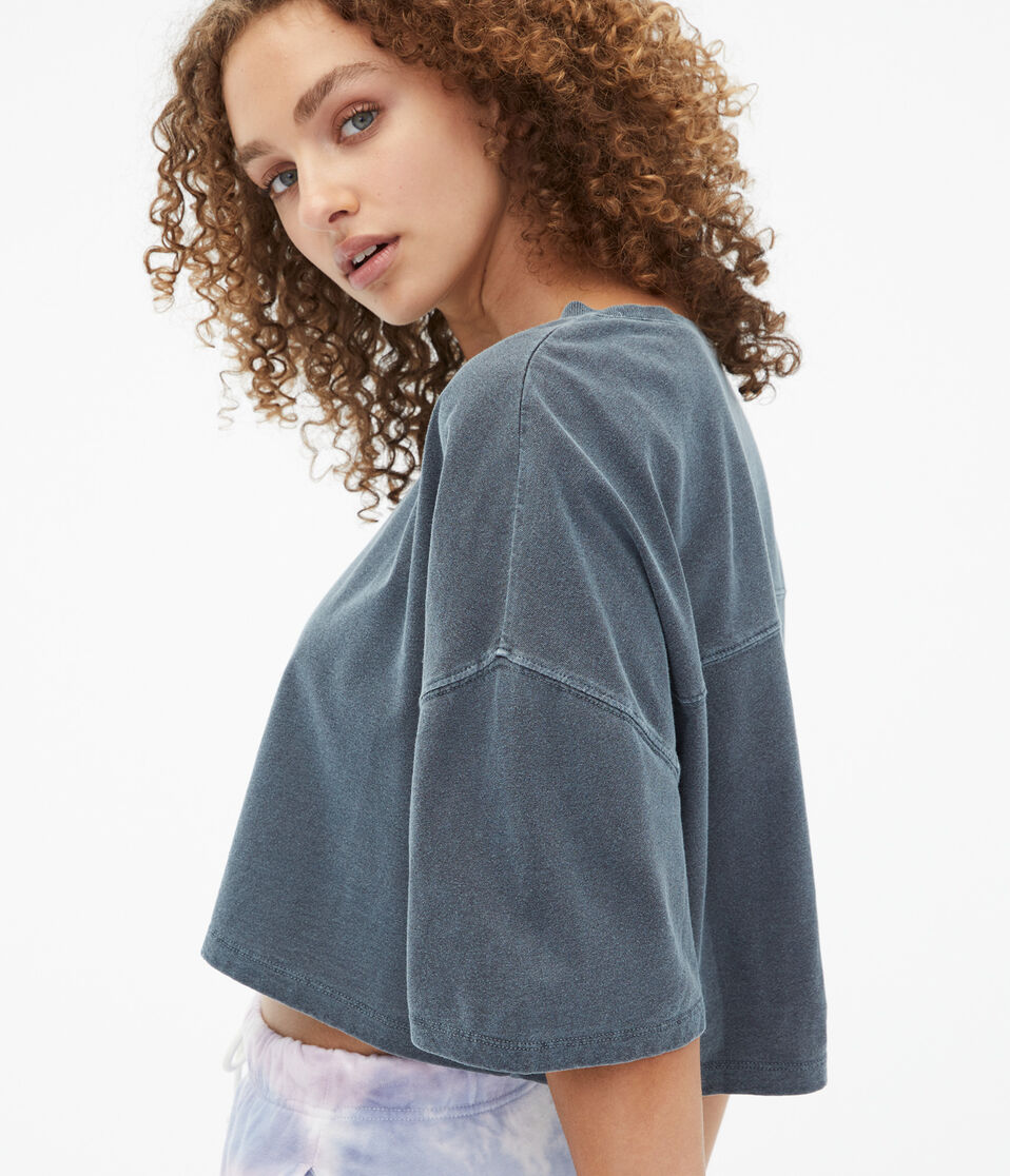 Washed Cropped Boyfriend Crew Tee