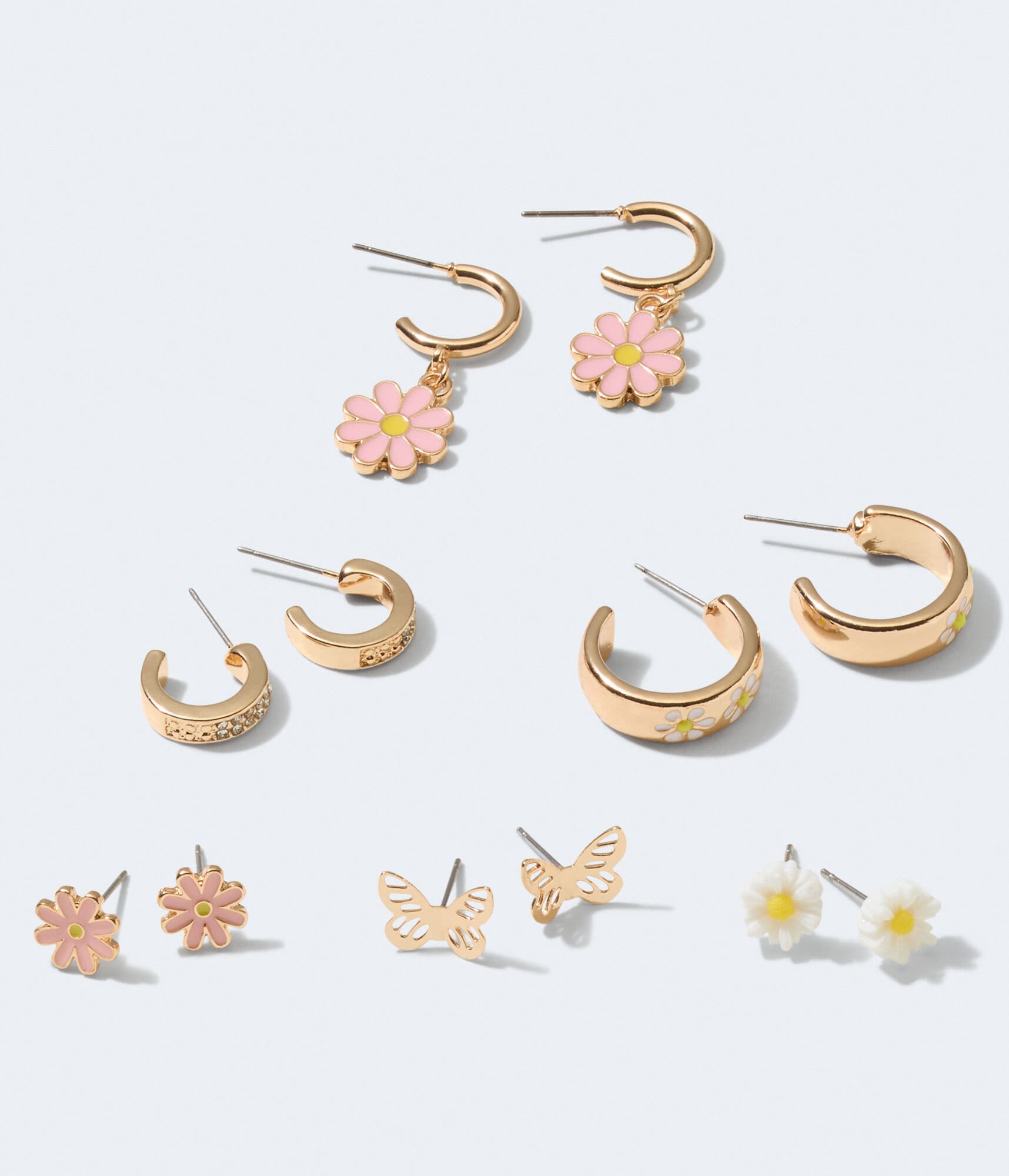 Butterfly Floral Huggie Hoop & Stud Earring 6-Pack