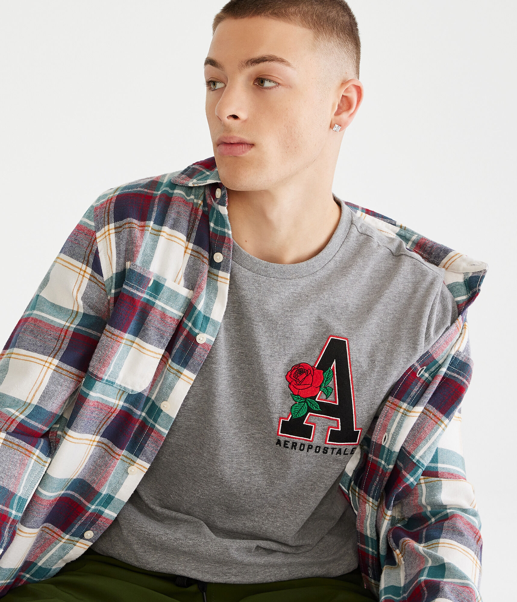 Aeropostale Rose Letter Appliqu&eacute; Graphic Tee