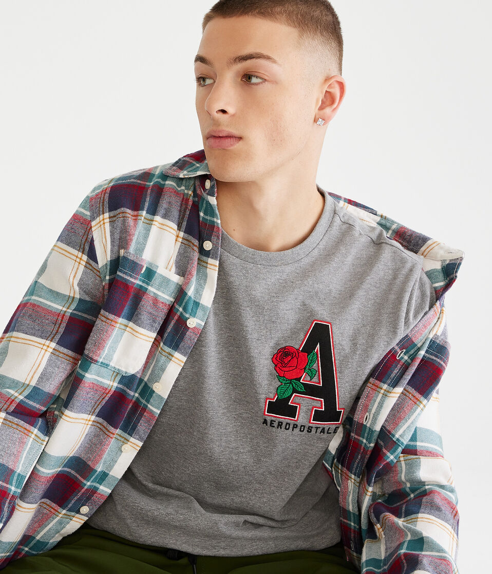 Aeropostale Rose Letter Appliqué Graphic Tee