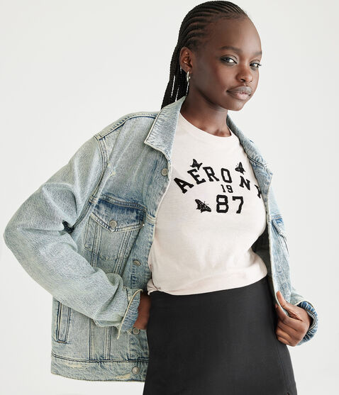 Aero NY Butterfly Flocked Graphic Tee Aero NY Butterfly Flocked Graphic Tee