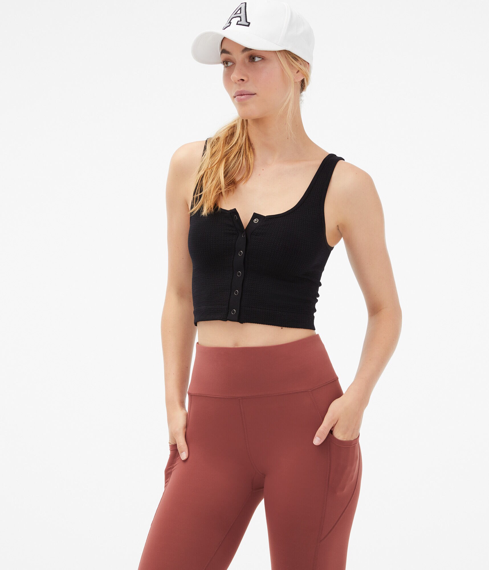 Seriously Soft Thermal Snap Cropped Tank