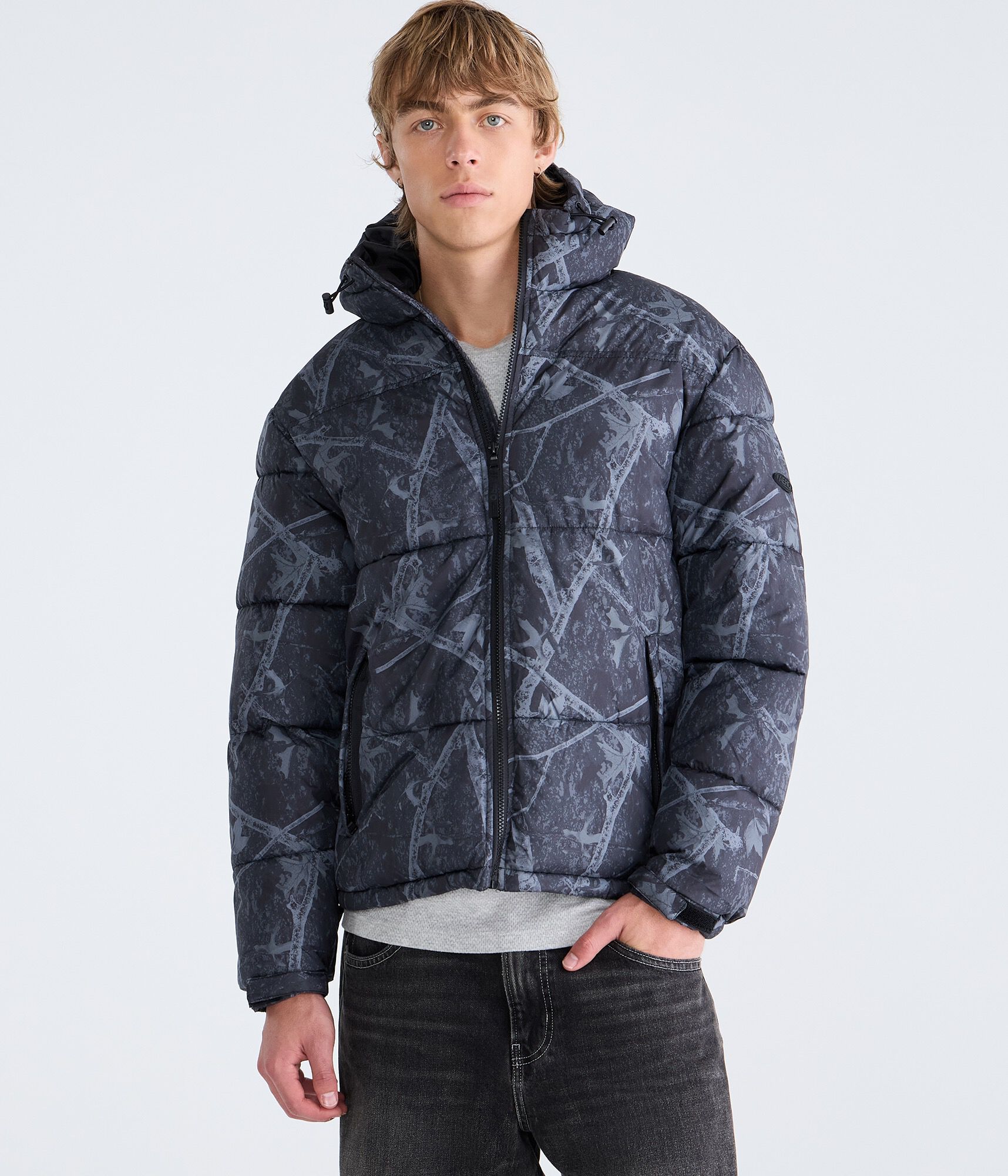 Forest Camo Hooded Heavyweight Puffer Jacket