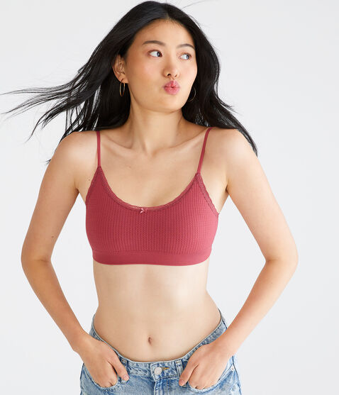 Seamless Lace-Trim Scoop Bralette