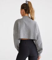 Ribbed Cropped Half-Zip Sweatshirt