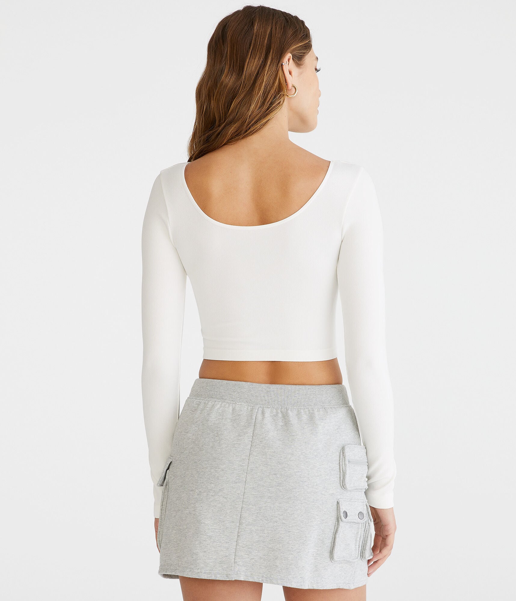 Long Sleeve Seamless Wear 3 Ways Crop Top