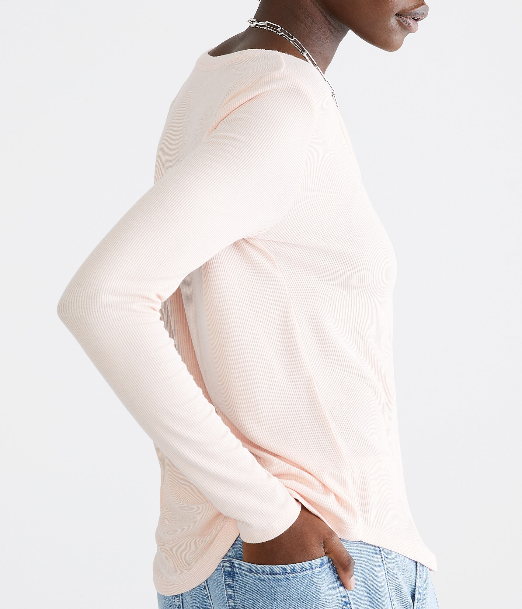 tシャツ 「nmtc+」lace neck long sleeve tee レディース Maks Ladies Long Sleeve Super Soft V-Neck T-Shirt (X-Small