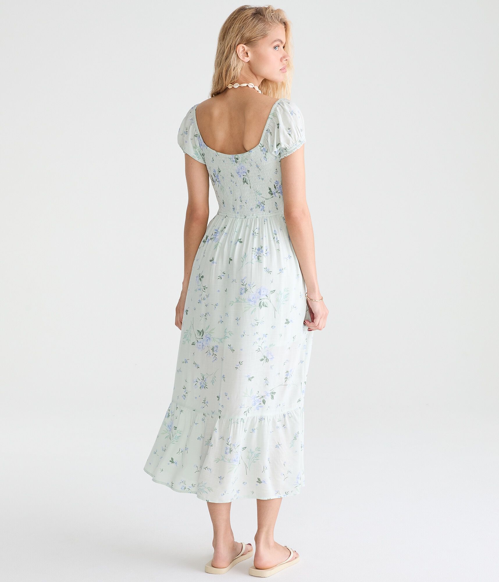Floral V-Neck Lace Midi Dress