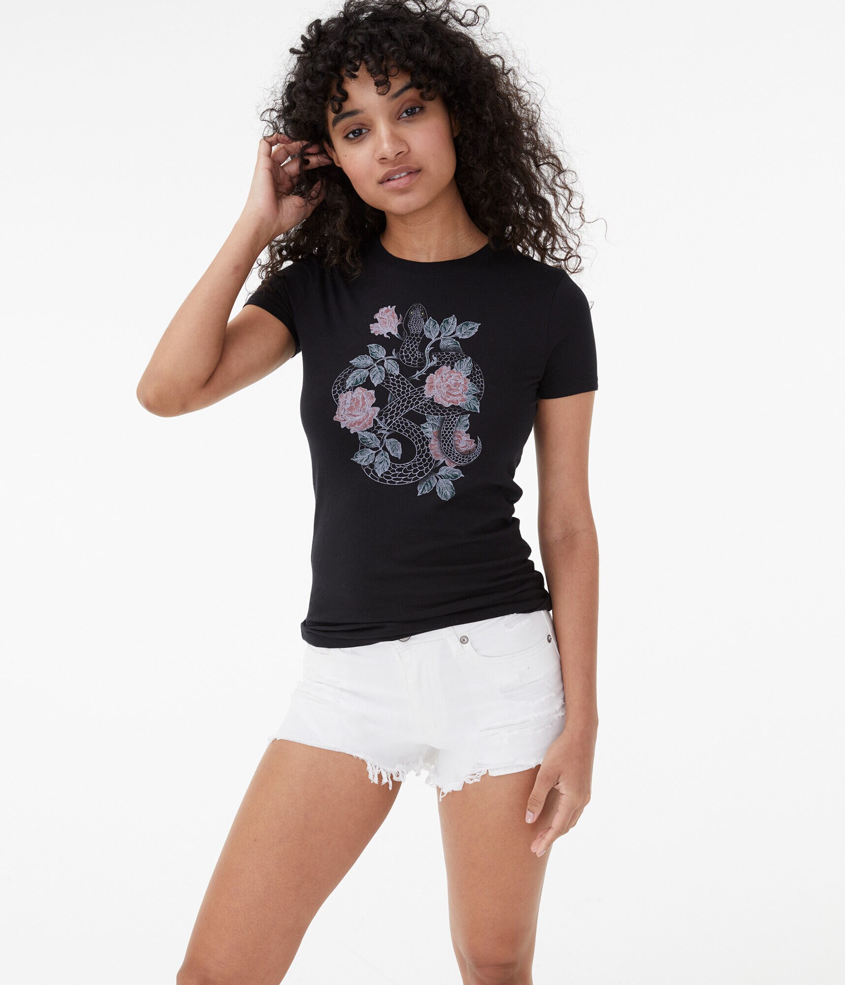 Snake And Roses Graphic Tee