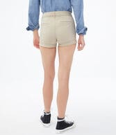 High-Rise Twill Midi Shorts