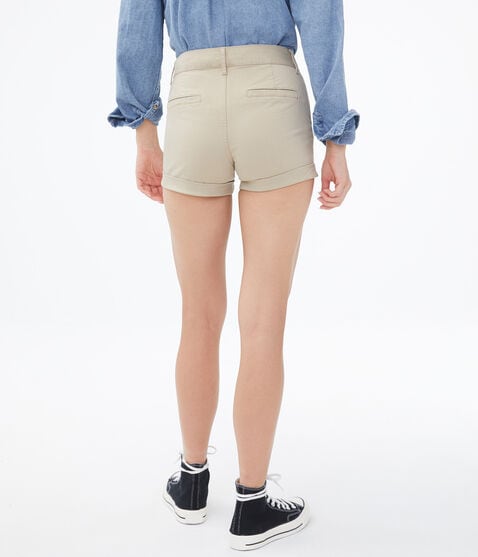 High-Rise Twill Midi Shorts