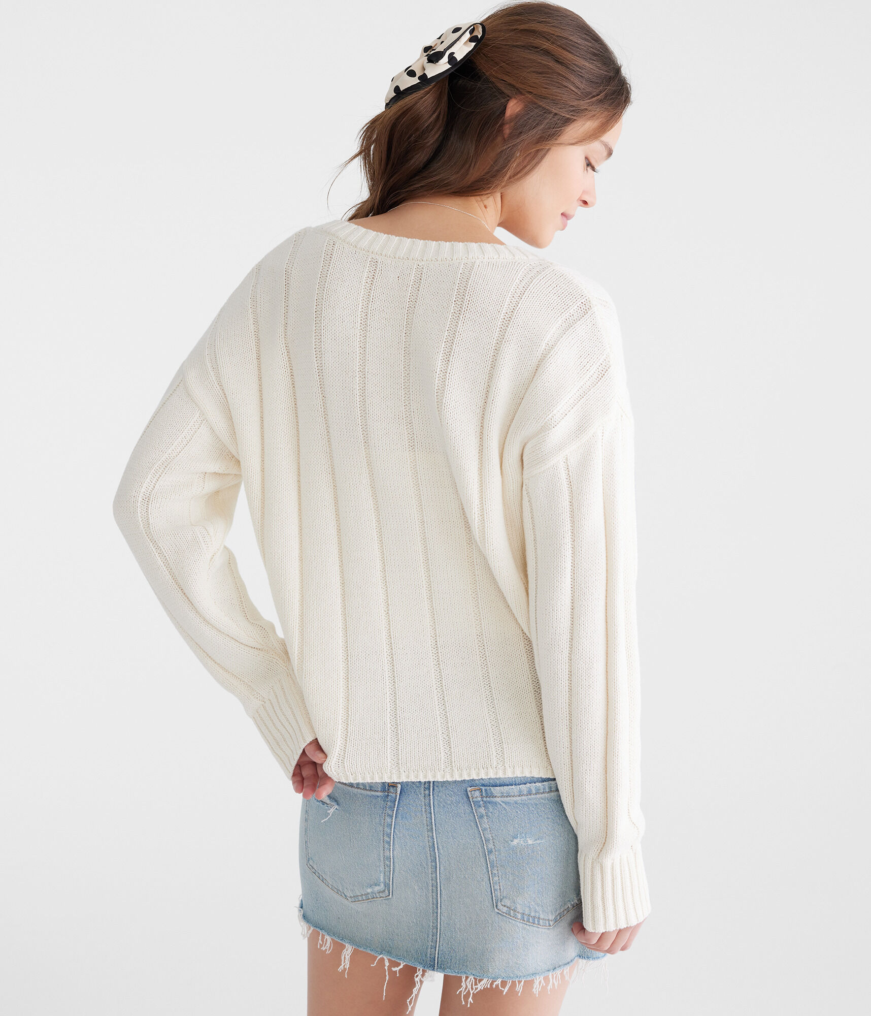 Ribbed V-Neck Sweater