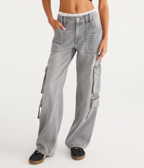 Mid-Rise Wide Leg Cargo Jean