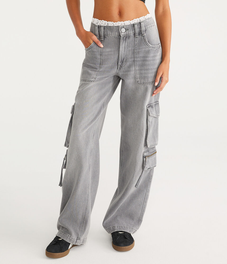 Mid-Rise Wide Leg Cargo Jean