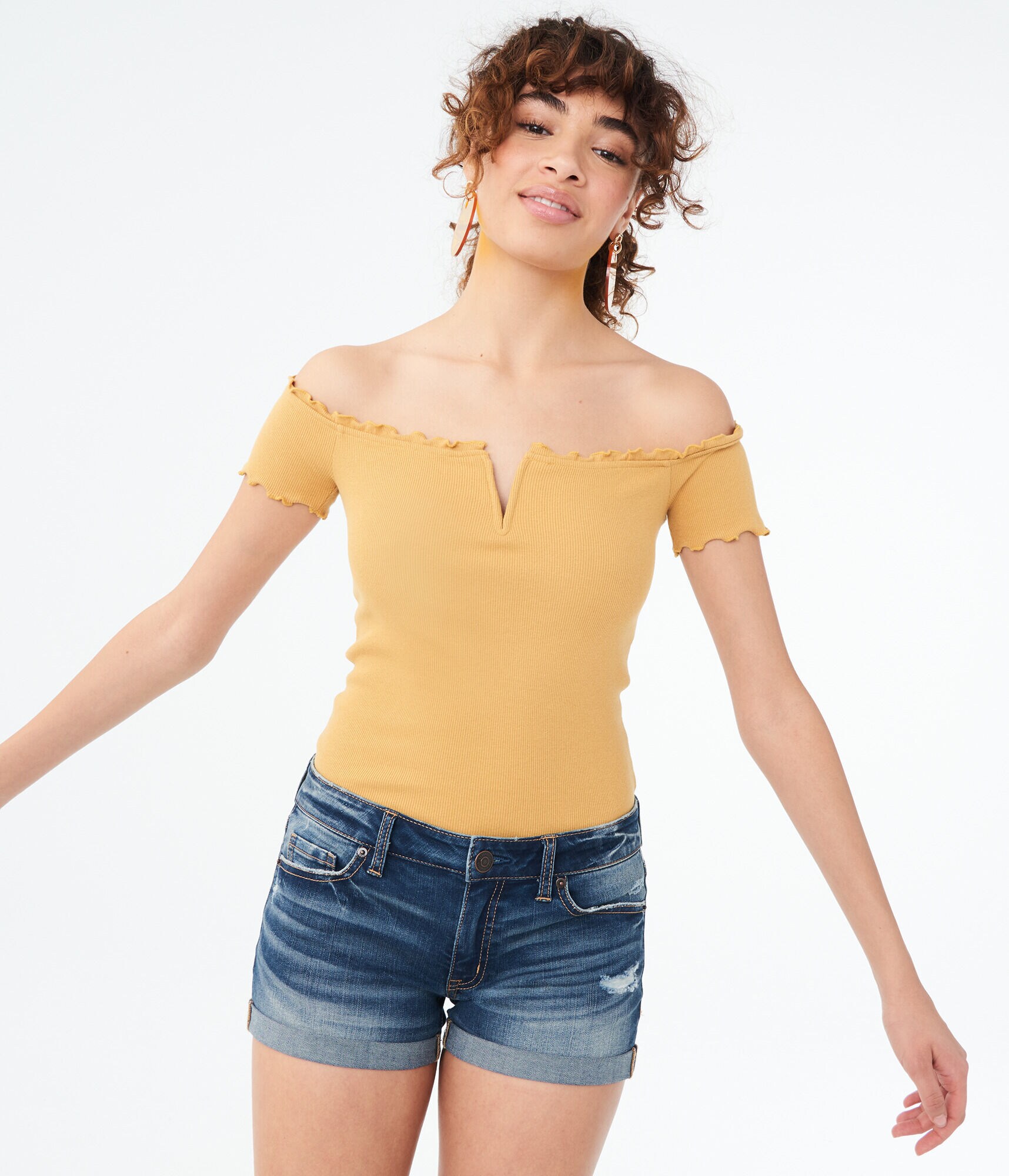 Seriously Stretchy Dark Wash Distressed Shorty Shorts