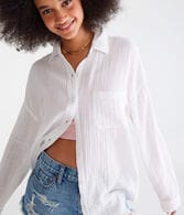 Long Sleeve Oversized Gauze Shirt