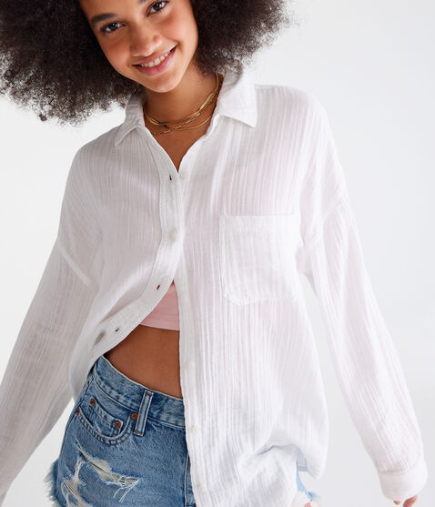 Long Sleeve Oversized Gauze Shirt Long Sleeve Oversized Gauze Shirt