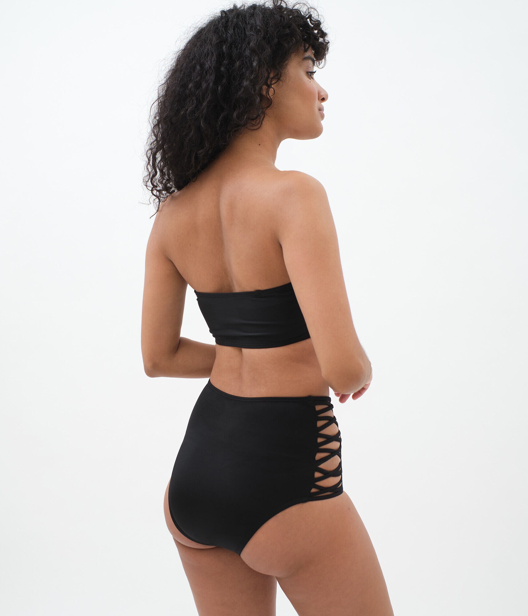 Solid Smocked Bandeau Bikini Top***