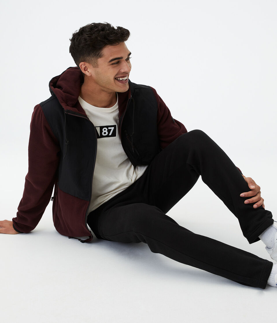 Mixed Media Microfleece Full-Zip Hoodie