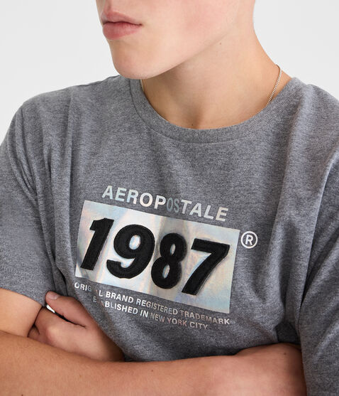Aeropostale 1987 Box Logo Appliqué Graphic Tee Aeropostale 1987 Box Logo Appliqué Graphic Tee