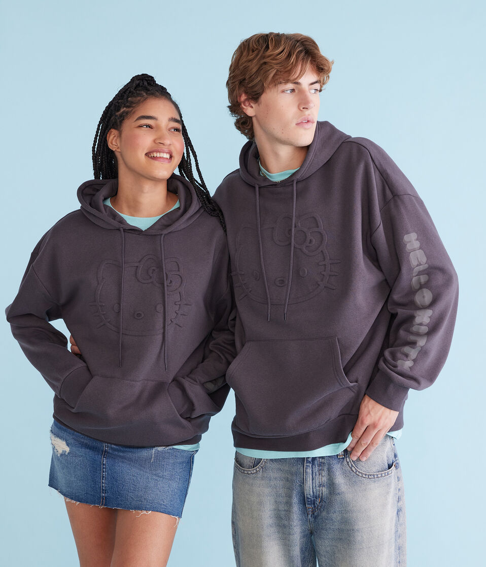 Hello Kitty Embossed Face Pullover Hoodie