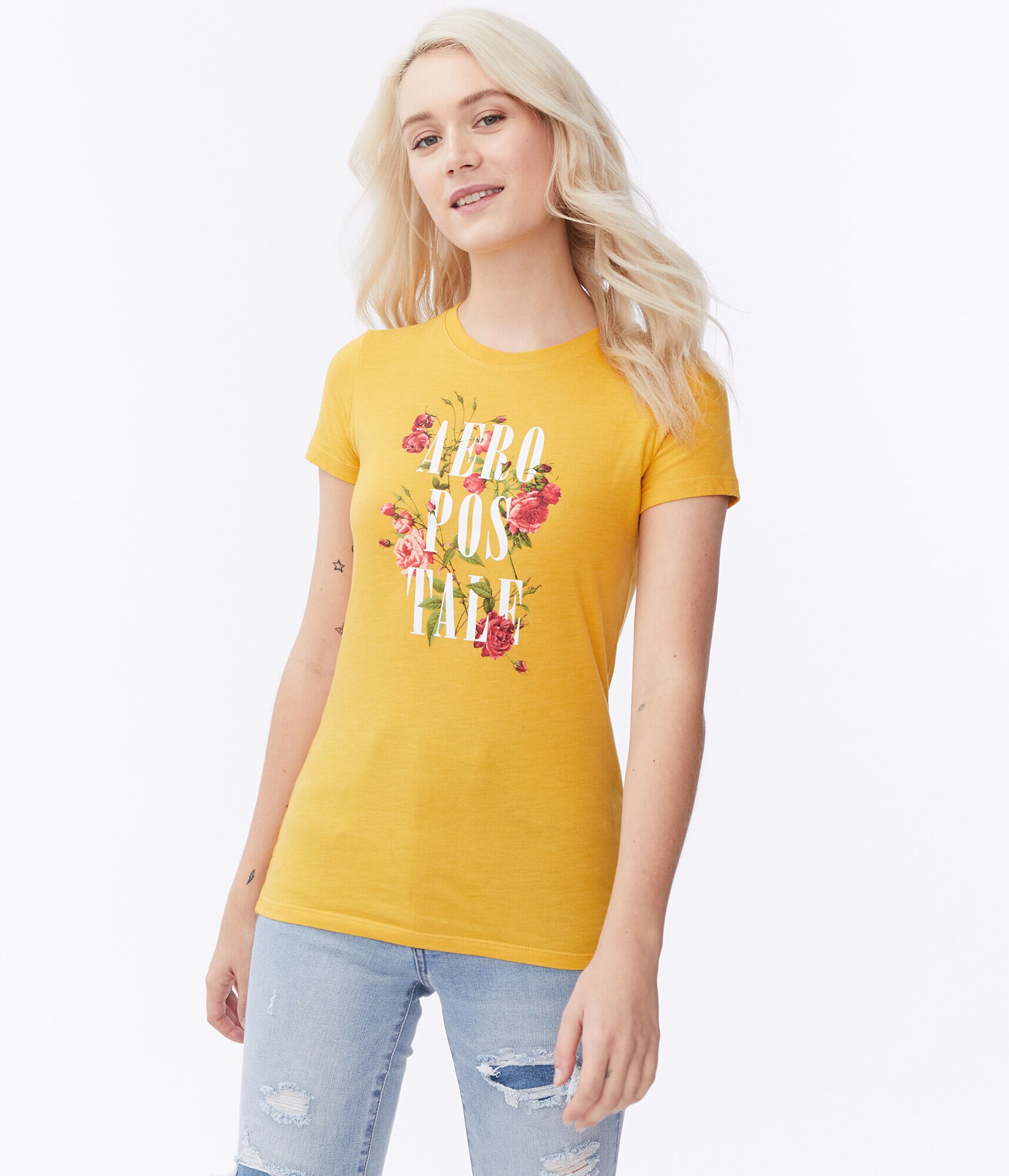 Stacked Aeropostale Floral Graphic Tee