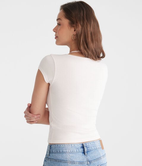 Seriously Soft Striped Henley Tiny Top Seriously Soft Striped Henley Tiny Top