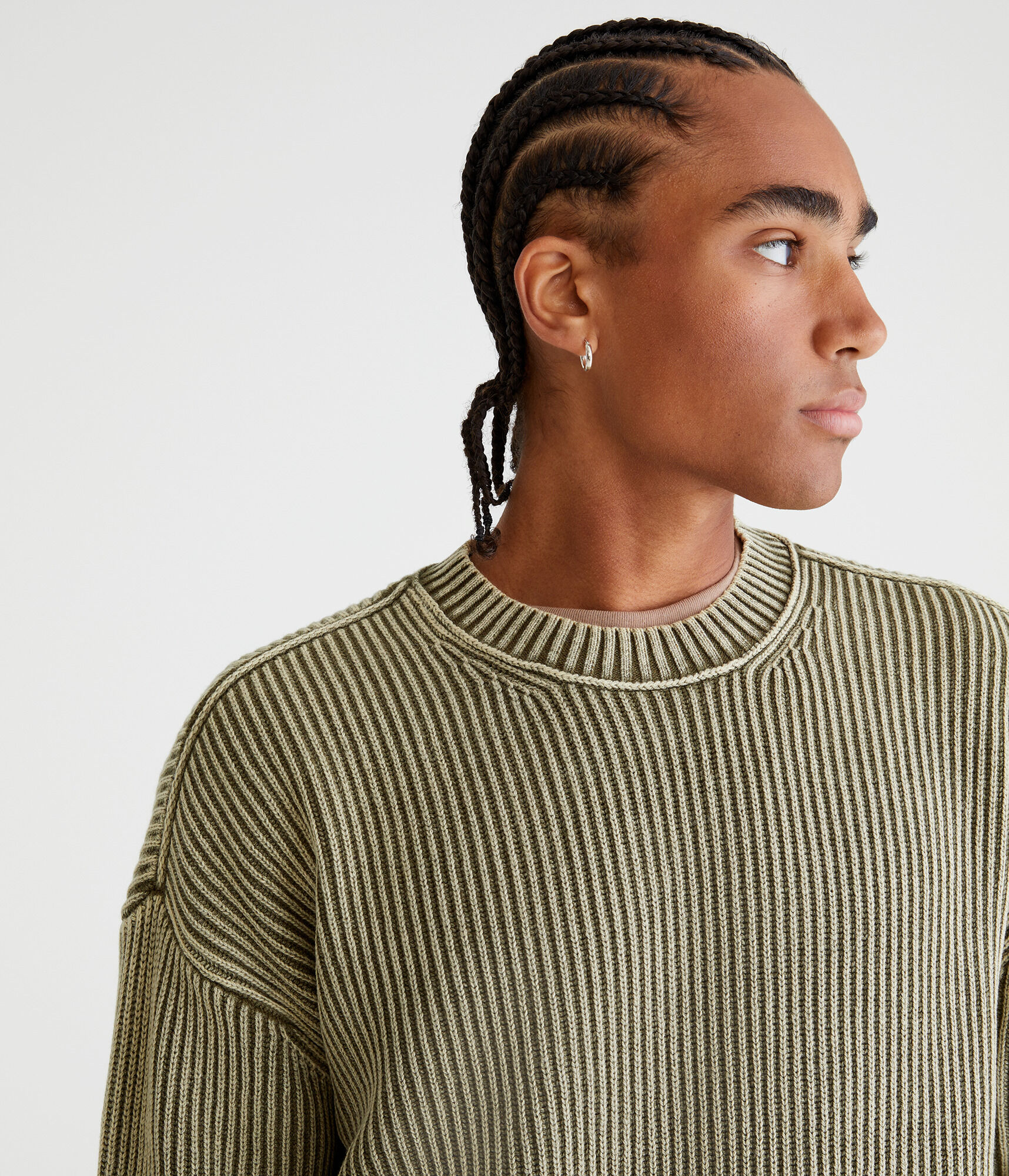 Solid Ribbed Crew Sweater