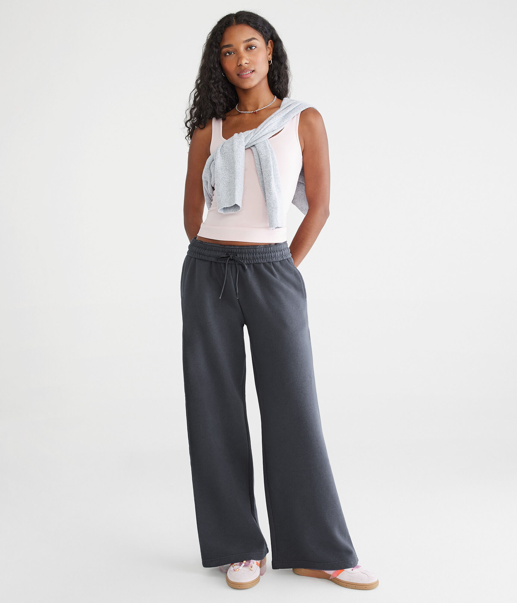 Mid-Rise Wide Leg Sweatpants