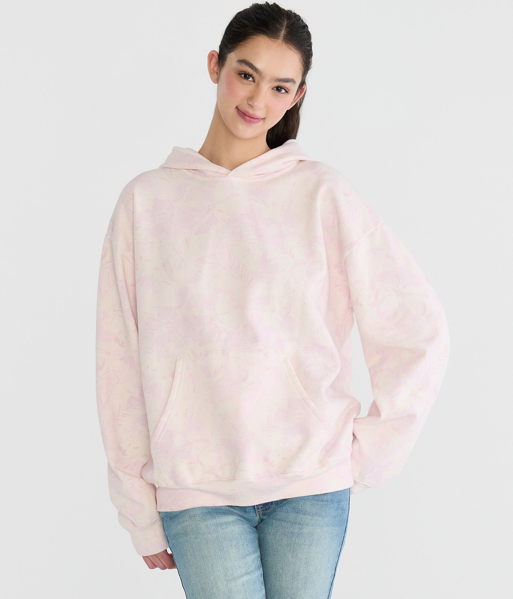 Cloud Soft Tropical Floral Oversized Pullover Hoodie