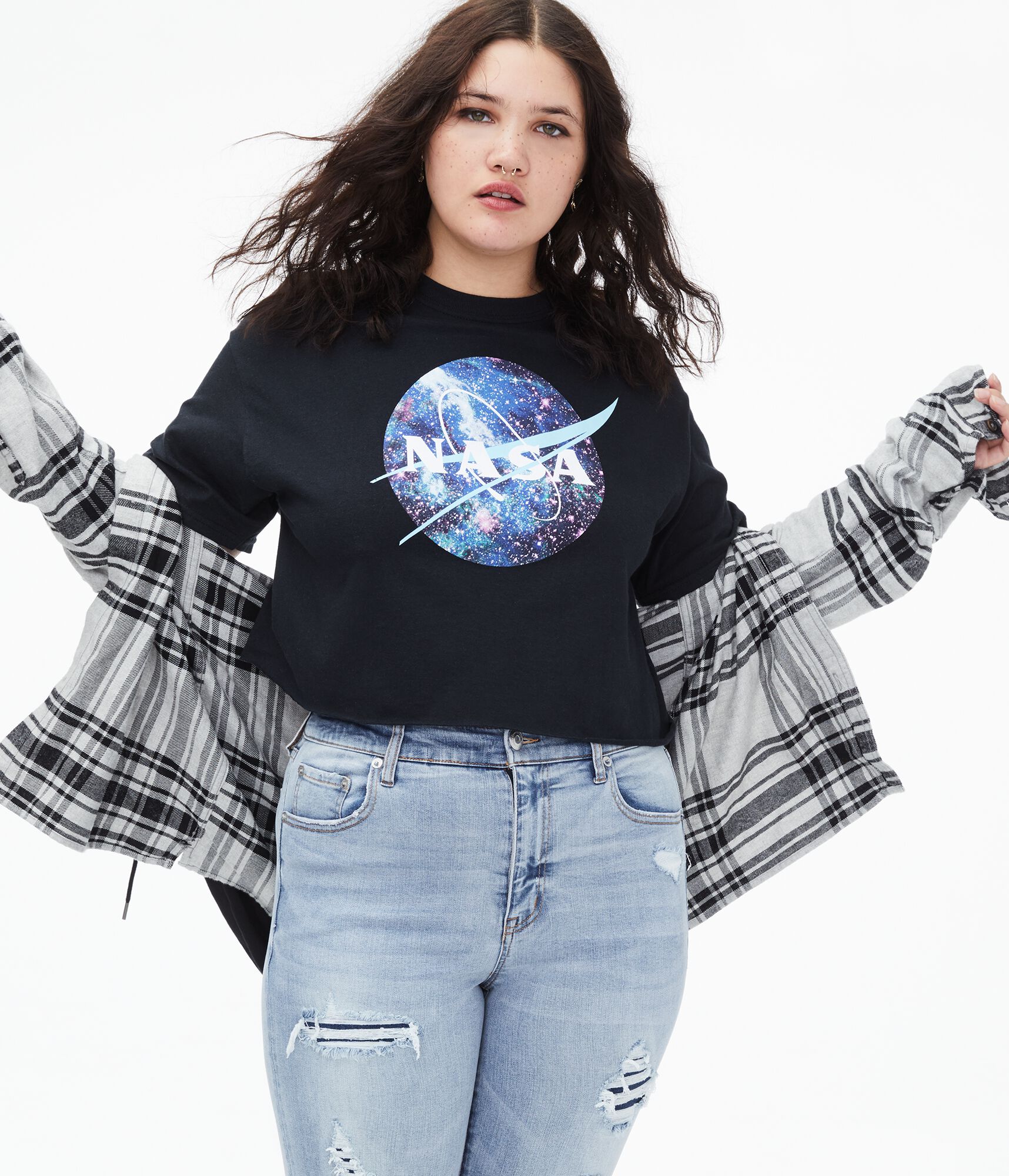 NASA Galaxy Cropped Graphic Tee