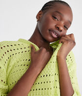 Solid Open-Knit V-Neck Sweater