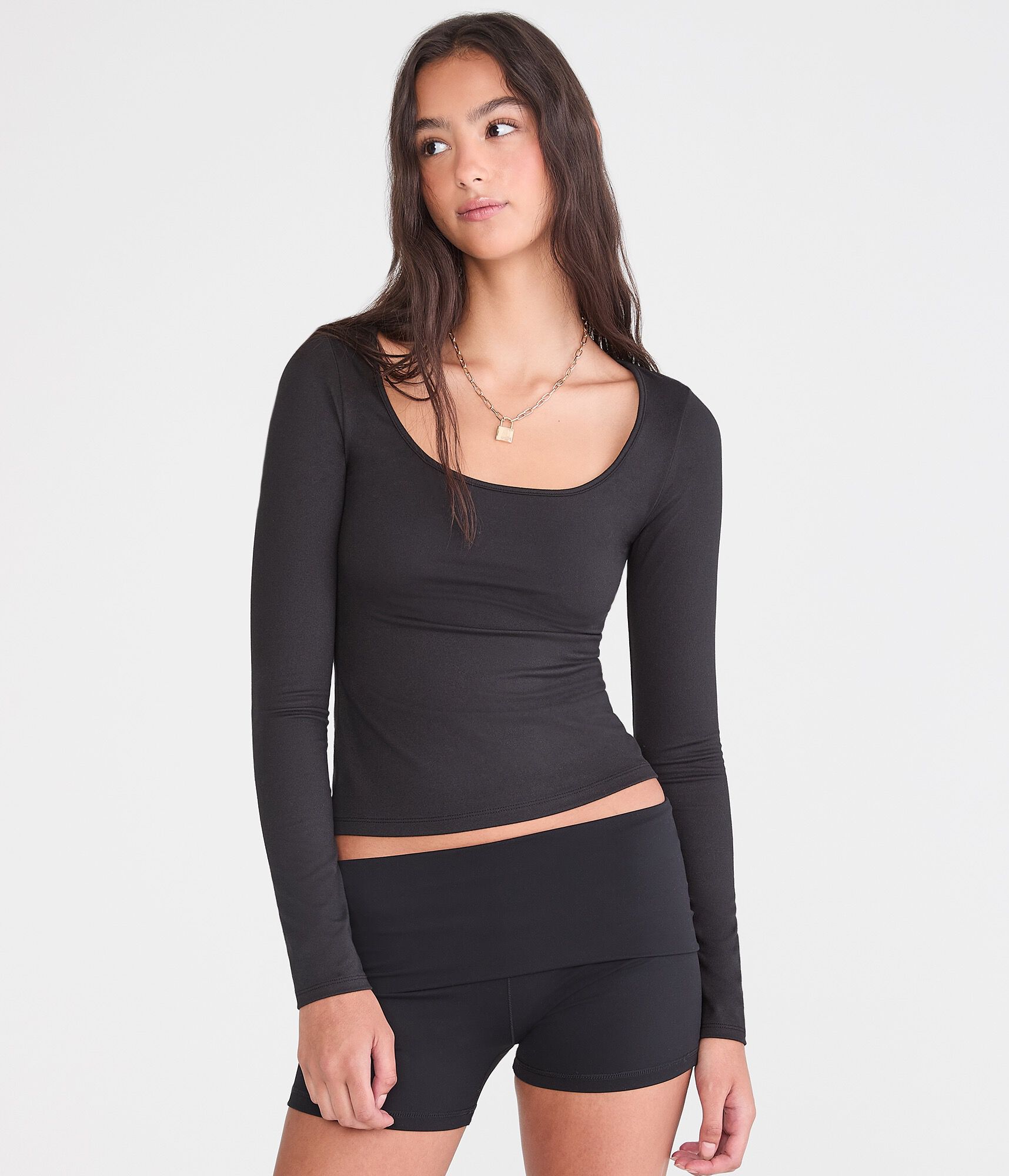 Long Sleeve Buttery Soft Scoop-Neck Tee