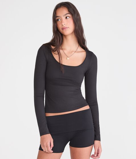 Long Sleeve Buttery Soft Scoop-Neck Tee Long Sleeve Buttery Soft Scoop-Neck Tee
