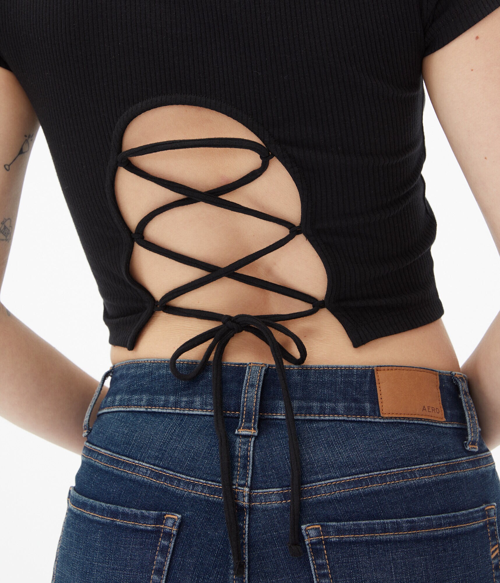 Laced-Back Crop Top