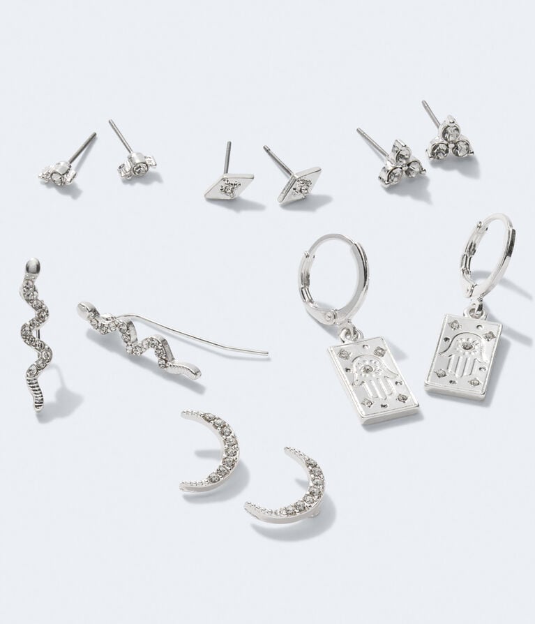 Mystic Rhinestone Stud, Hoop & Climber Earring 6-Pack