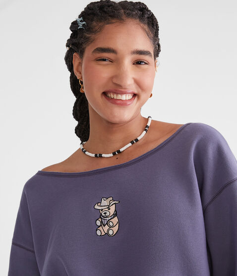 Cowboy Bear Off-The-Shoulder Sweatshirt Cowboy Bear Off-The-Shoulder Sweatshirt