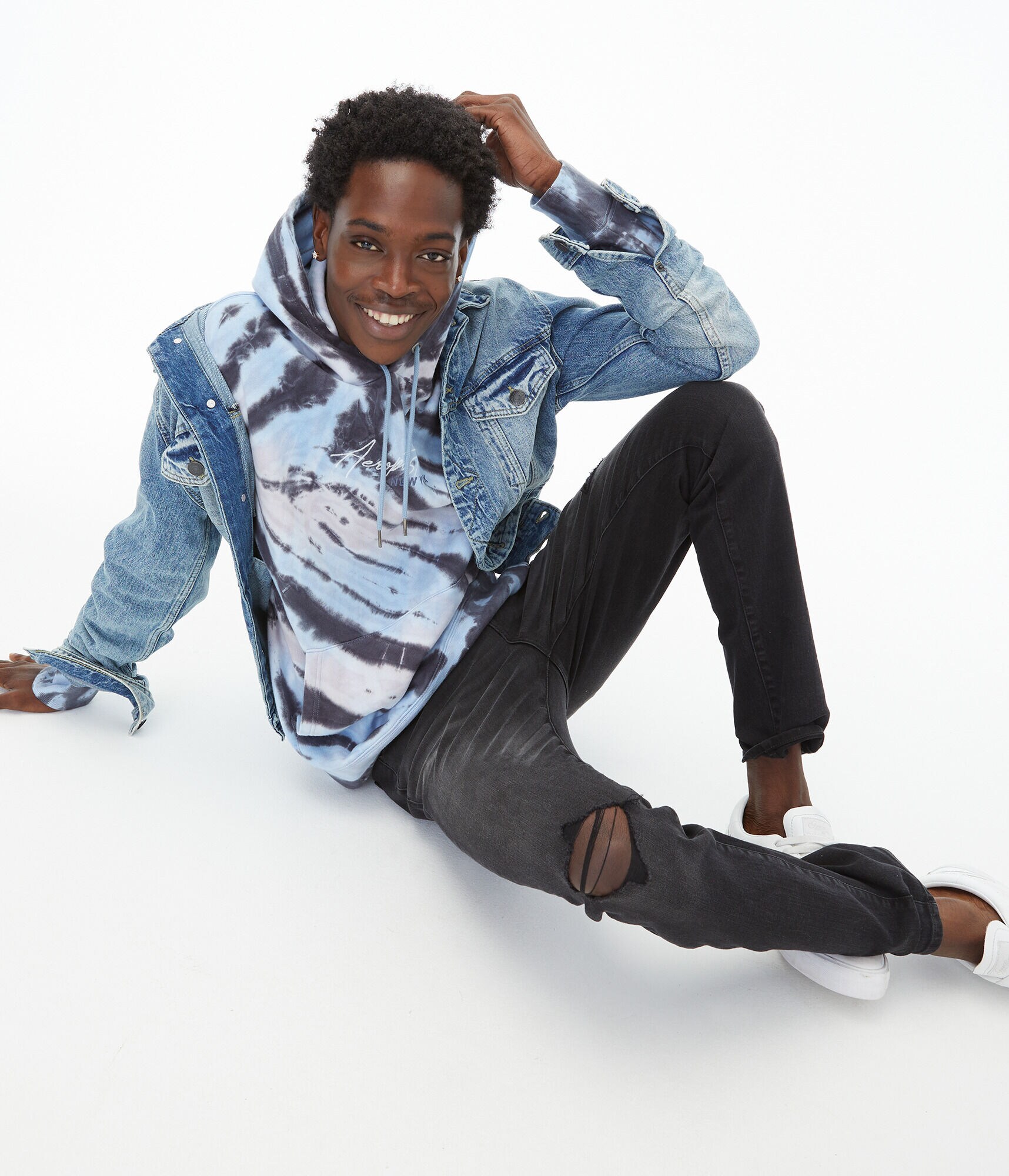 Aeropostale Script Logo Tie-Dye Pullover Hoodie