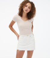 Striped V-Neck Cropped Shrunken Tee